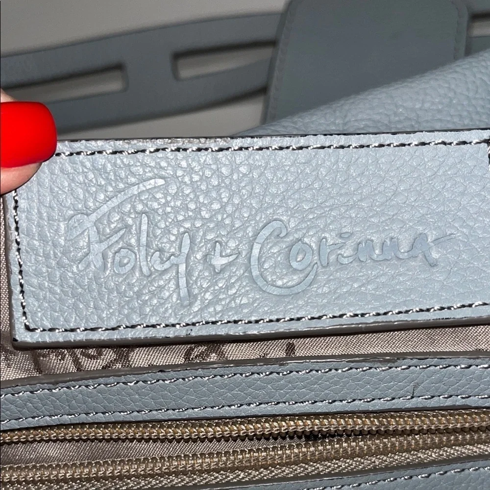 Foley + Corinna Baby Blue / Gray Faux Leather Shoulder Bag
